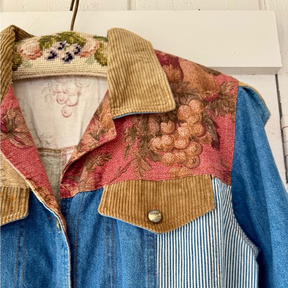 VTG 80s PG Collections Ginger Bort Patchwork Denim Jumpsuit 12 Mixed Print 90s - Picture 5 of 11
